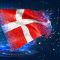Die Flagge Dänemarks weht auf einem digitalen Hintergrund.