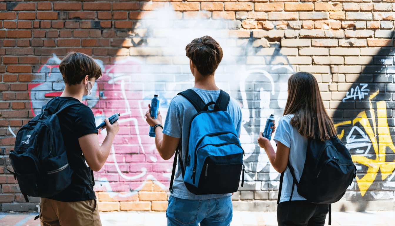 Schülerinnen und Schüler gestalten Street Art während Vejle Festival