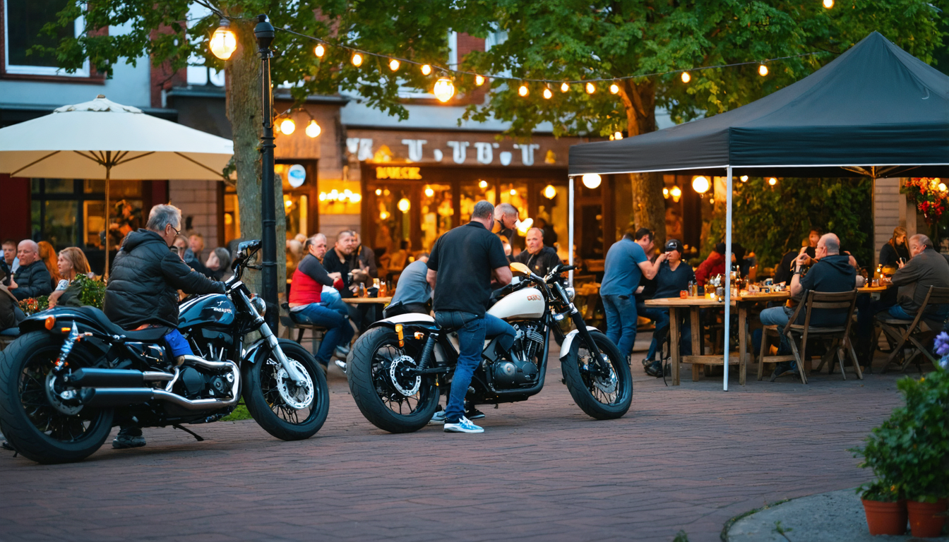 Motorradclub Basserne besucht Biergarten in Søndervig