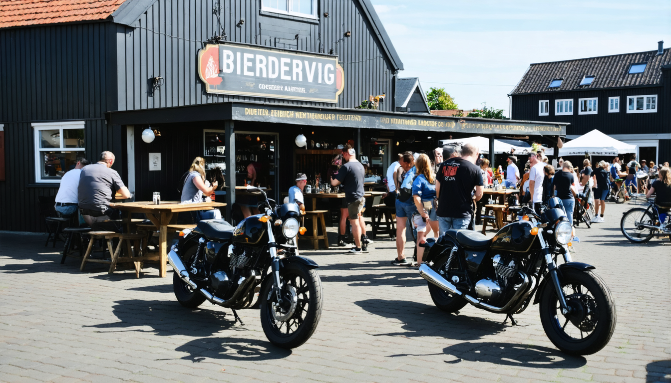 Motorradclub Basserne besucht Biergarten in Søndervig