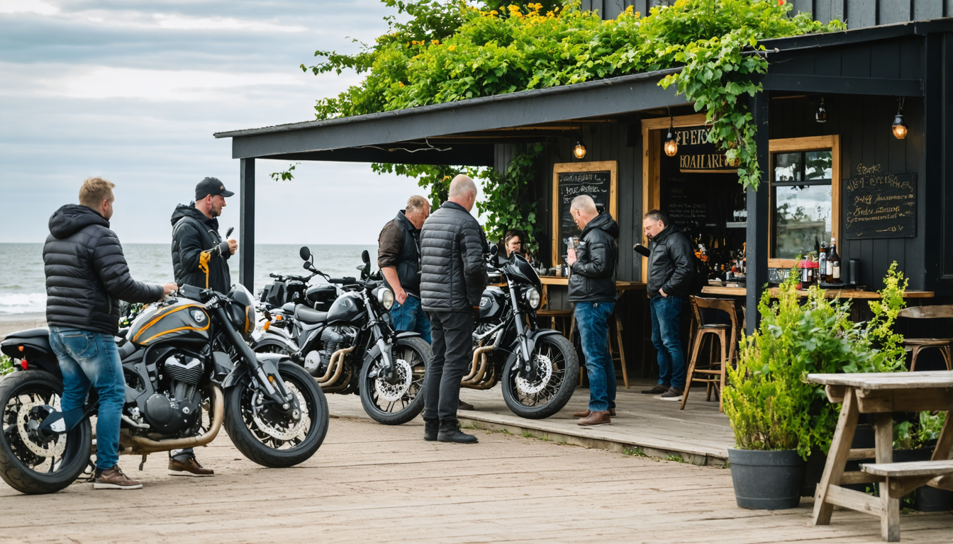 Motorradfreunde aus Basserne zu Gast im Biergarten Søndervig