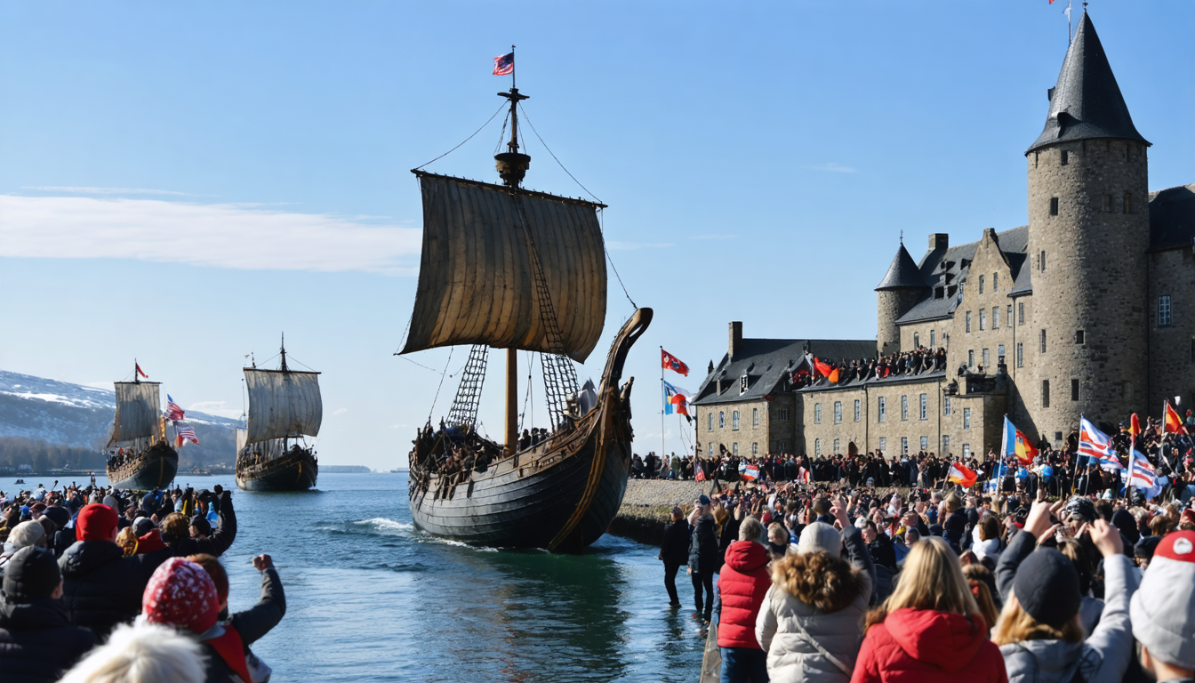 Königlicher Empfang in Ribe: Tausende feiern Ankunft von H.M. Kongen im Wikingerschiff