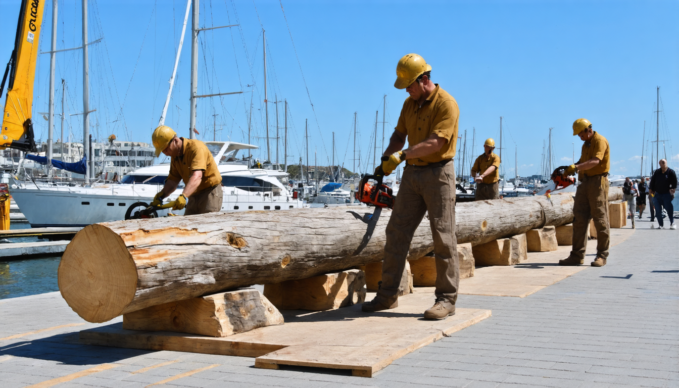 Holzbildhauer-Symposium in Sønderborg: Acht Künstler schaffen Kunstwerke aus Eichenstämmen