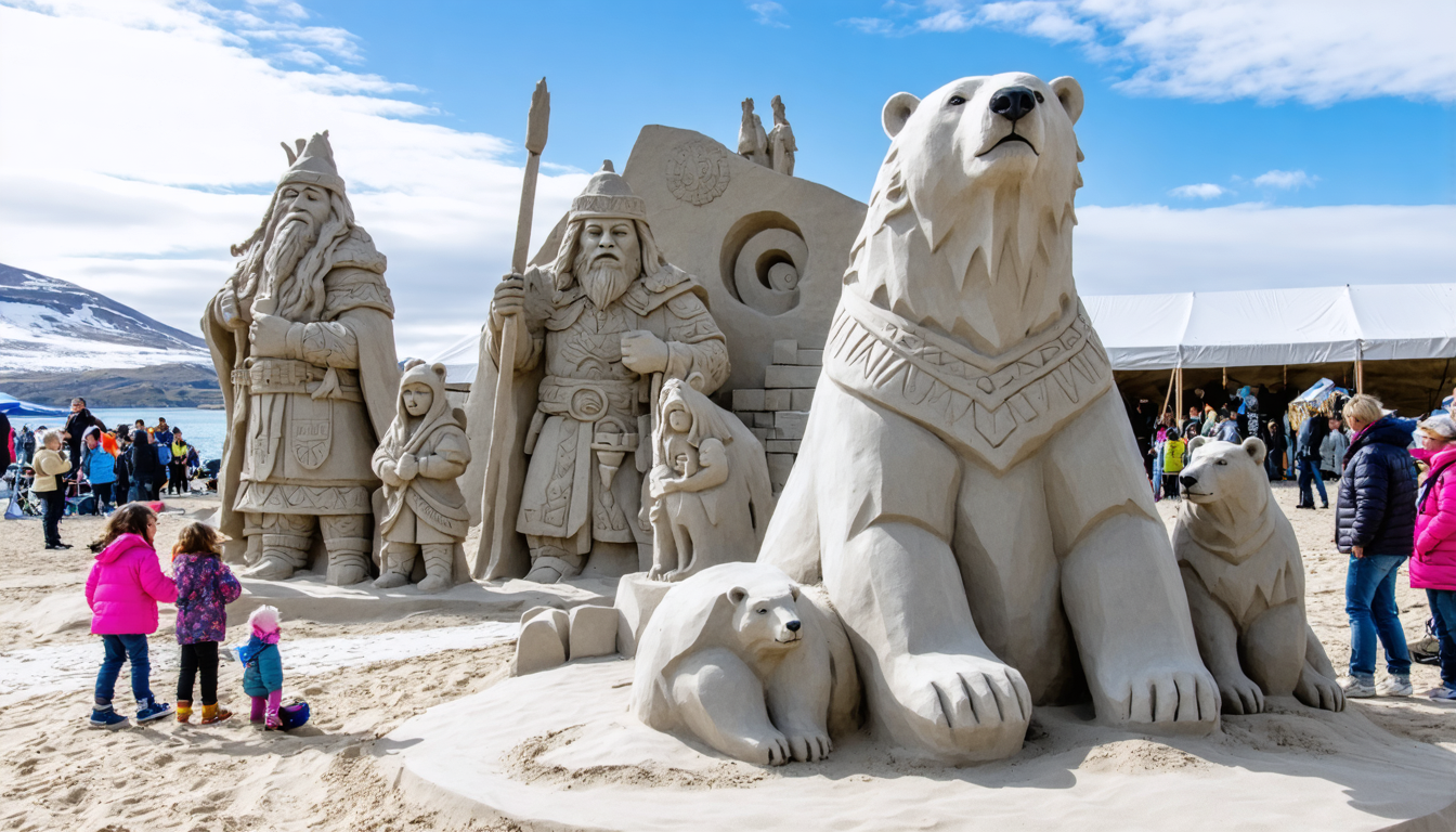 Sandkunstfestival in Søndervig stellt Grönlands Geschichte eindrucksvoll dar