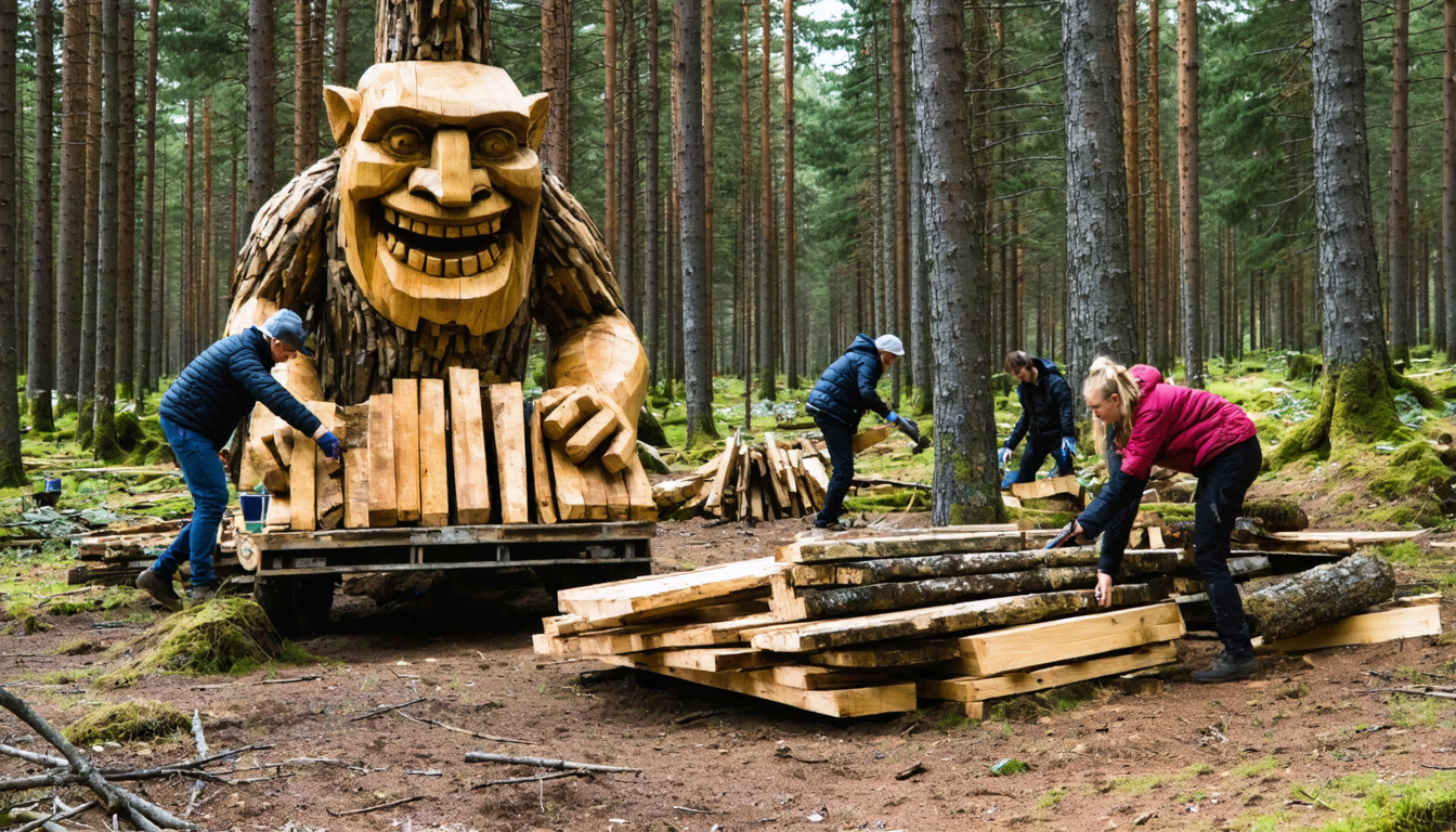Frederikshavn: Mysteriöse Holztrolle entstehen im Knivholt-Wald