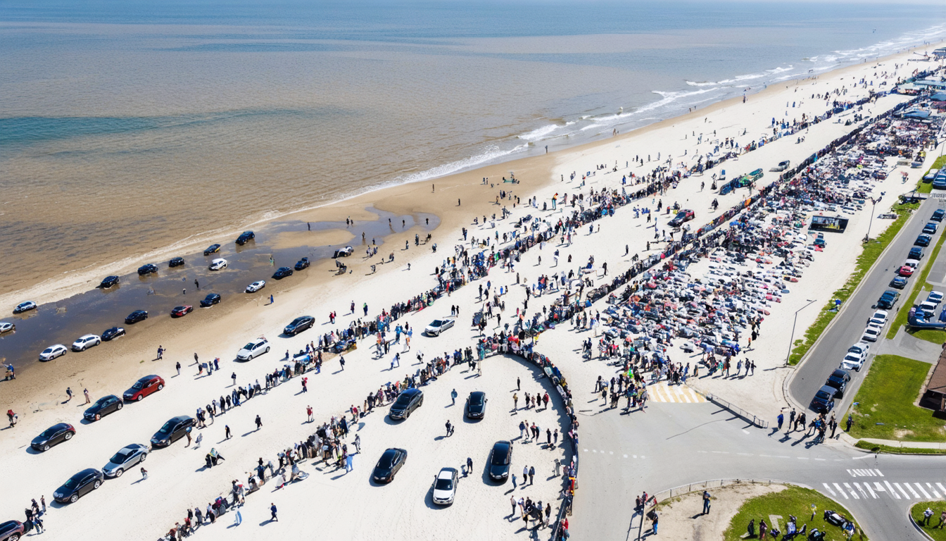 Verkehrslenkung beim Autorennen auf Röm: Reibungsloser Ablauf am Strand