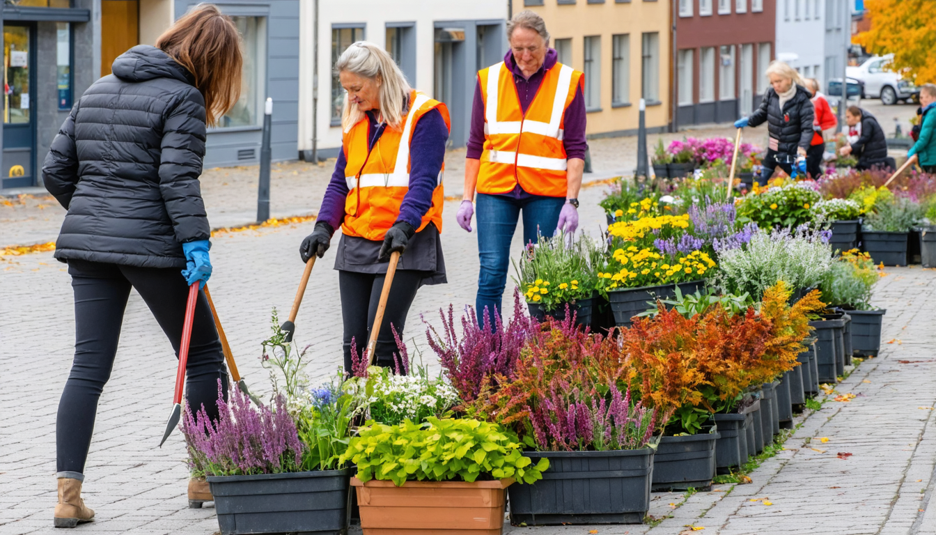 Herbstliche Atmosphäre in Hobros Fußgängerzone: Lokale Initiative verschönert Gågaden