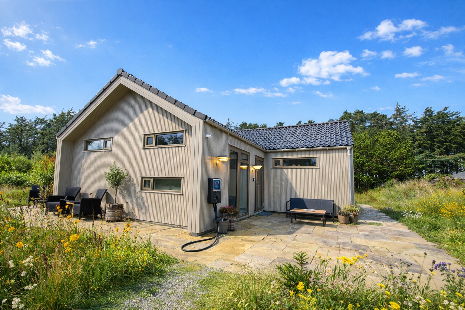 Dänisches Ferienhaus mit eigener Wallbox zum Laden von Elektroautos – die komfortabelste Lösung für den E-Auto-Urlaub